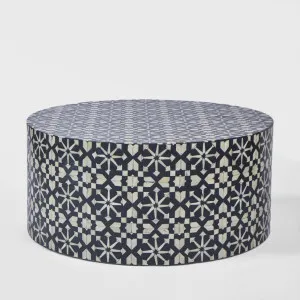 Adina Bone Inlay Round Coffee Table Grey/White by Florabelle Living, a Coffee Table for sale on Style Sourcebook