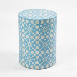 Adina Bone Inlay Side Table Aqua/White by Florabelle Living, a Coffee Table for sale on Style Sourcebook