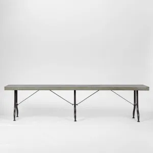 Long Zinc top Bench with Metal legs by Florabelle Living, a Stools for sale on Style Sourcebook