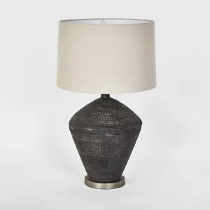 Meridien Black Lamp with Natural Linen Shade by Florabelle Living, a Table & Bedside Lamps for sale on Style Sourcebook