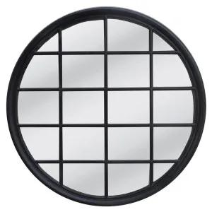 Hamptons Round Mirror 1.2x1.2m Black by Florabelle Living, a Mirrors for sale on Style Sourcebook