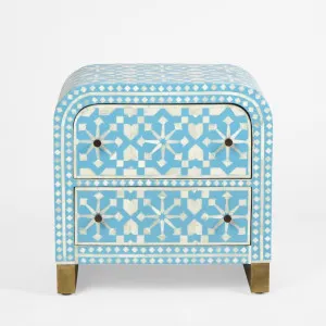 Adina Bone Inlay Bedside Table Aqua/White by Florabelle Living, a Coffee Table for sale on Style Sourcebook
