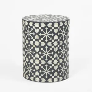 Adina Bone Inlay Side Table Grey/White by Florabelle Living, a Coffee Table for sale on Style Sourcebook