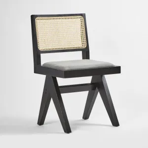 Lexi Scissor Leg Side Dining Chair Black Frame Grey Fabric by Florabelle Living, a Chairs for sale on Style Sourcebook