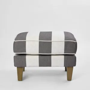 Bondi Hamptons Ottoman Grey/Cream Stripe by Florabelle Living, a Stools for sale on Style Sourcebook