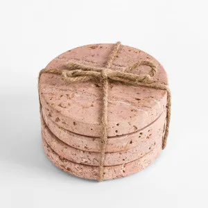 Graze Travertine Coaster Set 4 Round Rust by Florabelle Living, a Kitchenware for sale on Style Sourcebook