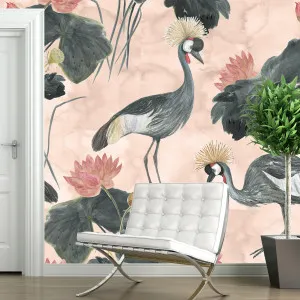 Crowned Cranes Wallpaper by Florabelle Living, a Artwork & Wall Decor for sale on Style Sourcebook