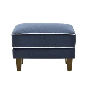 Bondi Hamptons Ottoman Navy W/White Piping by Florabelle Living, a Stools for sale on Style Sourcebook