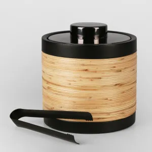Plantation Ice Bucket & Tong Black &Rattan by Florabelle Living, a Barware for sale on Style Sourcebook