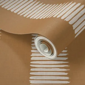 Fence Line Reverse Wallpaper - Salted Caramel by Grace Garrett, a Wallpaper for sale on Style Sourcebook