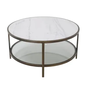 Palladium Brass Iron Marble & Glass Coffe Table by OneWorld Collection, a Coffee Table for sale on Style Sourcebook