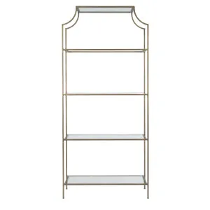 Palladium Brass Iron & Glass Shelves by OneWorld Collection, a Cabinets, Chests for sale on Style Sourcebook
