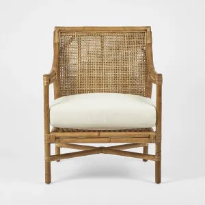 Havana Occasional Chair Rattan Cream Cushion by OneWorld Collection, a Chairs for sale on Style Sourcebook