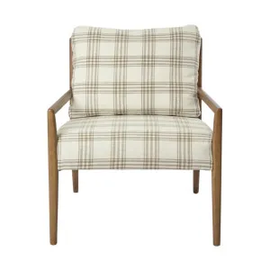 The Douglas Upholstered & Timber Armchair Plaid by OneWorld Collection, a Chairs for sale on Style Sourcebook