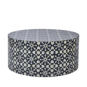 Adina Bone Inlay Round Coffee Table Grey/White by OneWorld Collection, a Coffee Table for sale on Style Sourcebook