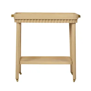 Royce Fluted Oak Bar Cart Natural by OneWorld Collection, a Sideboards, Buffets & Trolleys for sale on Style Sourcebook
