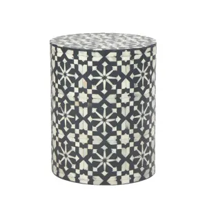 Adina Bone Inlay Side Table Grey/White by OneWorld Collection, a Side Table for sale on Style Sourcebook