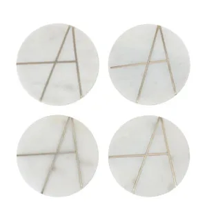 Graze Marble Coaster Round White Inlay by OneWorld Collection, a Tableware for sale on Style Sourcebook