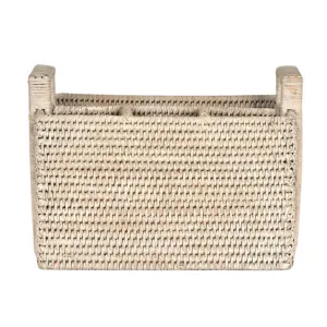 Paume Rattan Cutlery Caddy White Wash by OneWorld Collection, a Tableware for sale on Style Sourcebook