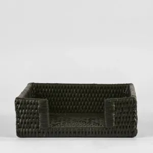 Paume Rattan Square Napkin Box Black by OneWorld Collection, a Decor for sale on Style Sourcebook