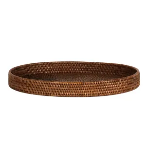 Paume Rattan Oval Tray Antique Brown by OneWorld Collection, a Tableware for sale on Style Sourcebook