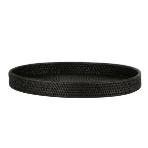 Paume Rattan Oval Tray Black by OneWorld Collection, a Tableware for sale on Style Sourcebook