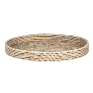 Paume Rattan Oval Tray White Wash by OneWorld Collection, a Tableware for sale on Style Sourcebook