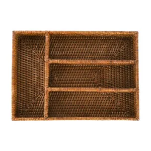 Paume Rattan Cutlery Tray Antique Brown by OneWorld Collection, a Tableware for sale on Style Sourcebook