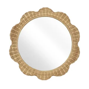 Belle Rattan Scallop Round Mirror by OneWorld Collection, a Mirrors for sale on Style Sourcebook