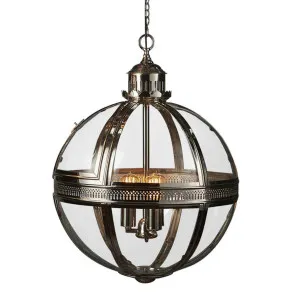Saxon Ceiling Pendant Large Shiny Nickel by OneWorld Collection, a Pendant Lighting for sale on Style Sourcebook