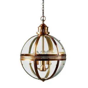 Saxon Ceiling Pendant Medium Antique Brass by OneWorld Collection, a Pendant Lighting for sale on Style Sourcebook