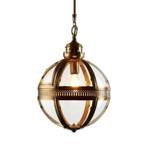 Saxon Ceiling Pendant Small Antique Brass by OneWorld Collection, a Pendant Lighting for sale on Style Sourcebook