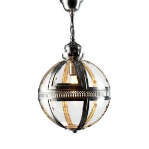 Saxon Ceiling Pendant Small Shiny Nickel by OneWorld Collection, a Pendant Lighting for sale on Style Sourcebook