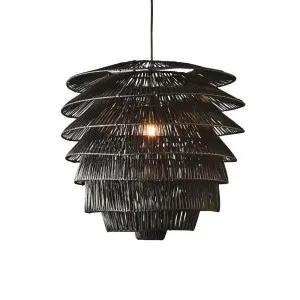 Saba Rattan Ceiling Pendant Black by OneWorld Collection, a Pendant Lighting for sale on Style Sourcebook