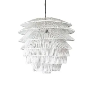Saba Rattan Ceiling Pendant White by OneWorld Collection, a Pendant Lighting for sale on Style Sourcebook