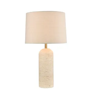 Olsen Travertine Table Lamp & Linen Shade by OneWorld Collection, a Table & Bedside Lamps for sale on Style Sourcebook