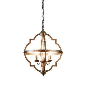 Hyatt Ceiling Pendant Medium Rust Brown and Silver Black by OneWorld Collection, a Pendant Lighting for sale on Style Sourcebook
