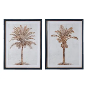 Luxe Golden Palms In Navy Frame With Gold Set 2 by OneWorld Collection, a Artwork & Wall Decor for sale on Style Sourcebook