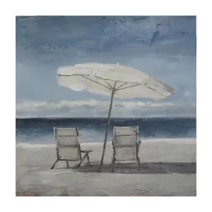 Two Deck Chairs w Umbrella Wall Art by OneWorld Collection, a Artwork & Wall Decor for sale on Style Sourcebook