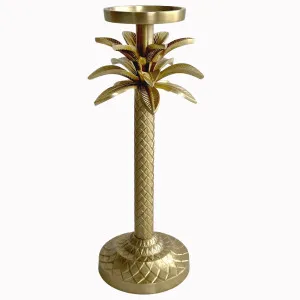 Raffles Palm Candle Stick Gold Small by OneWorld Collection, a Lanterns for sale on Style Sourcebook