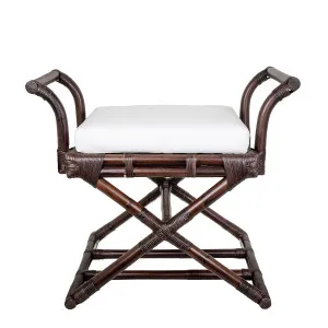 Bahamas Cross Leg Stool Brown with Cushion by OneWorld Collection, a Ottomans for sale on Style Sourcebook
