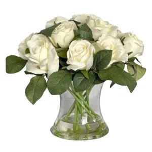 Rose in Glass Vase White by OneWorld Collection, a Plants for sale on Style Sourcebook