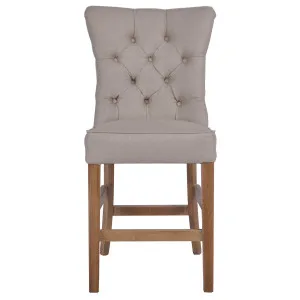 Oakwood Hamptons Beige Linen Counter Chair W/ Buttons by OneWorld Collection, a Bar Stools for sale on Style Sourcebook