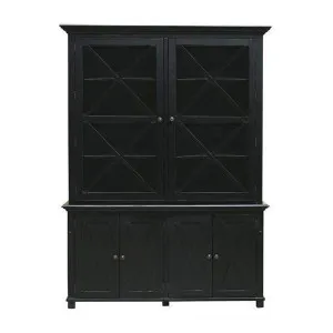 Sorrento Large Glass Door Hamptons Cabinet Black by OneWorld Collection, a Cabinets, Chests for sale on Style Sourcebook