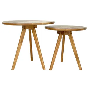 Osaka Set of 2 Natural Oak Side Tables Lacquered Finish by OneWorld Collection, a Side Table for sale on Style Sourcebook