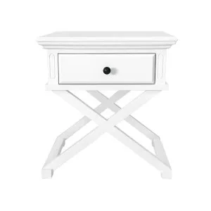 Sorrento Cross Leg Hamptons Side Table W/Drawer White by OneWorld Collection, a Side Table for sale on Style Sourcebook
