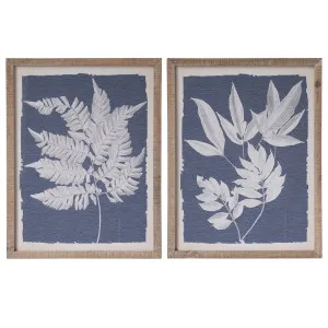 Lamington Leaf Wall Art Set of 2 Blue by OneWorld Collection, a Artwork & Wall Decor for sale on Style Sourcebook