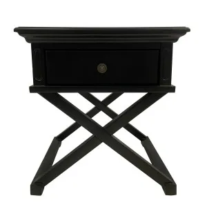 Sorrento Cross Leg Hamptons Side Table W/Drawer Black by OneWorld Collection, a Side Table for sale on Style Sourcebook