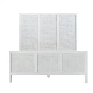 Santorini Hamptons Timber/Rattan Double Bed White by OneWorld Collection, a Bed Heads for sale on Style Sourcebook