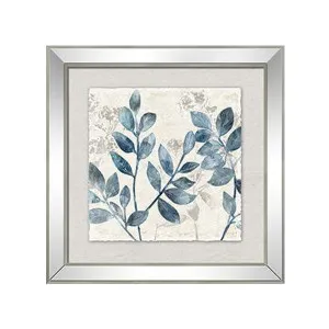 Blue Leaf Print W/Mirror Square - Right by OneWorld Collection, a Artwork & Wall Decor for sale on Style Sourcebook